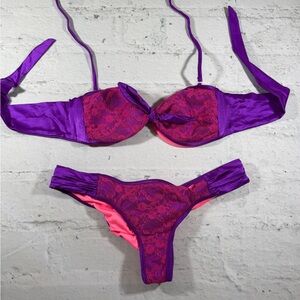 Purple and Pink Lace Women's Bikini Set